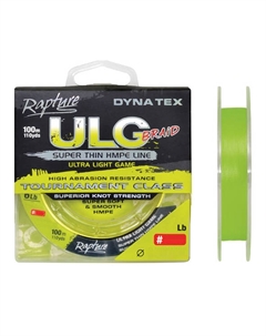 Шнур плетеный рыболовный DYNA-TEX ULG LIME 100 0,05 мм Rapture