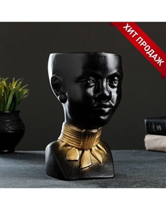 Декоративное кашпо для цветов «Негритянка», 1.3 л, 14×20×12 см, керамика, чёрное Хорошие сувениры