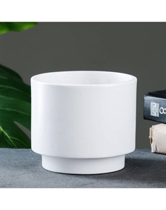 Декоративное кашпо для цветов «Цилиндр на ножке», 1.1 л, 11×13 см, керамическое, белое Хорошие сувениры