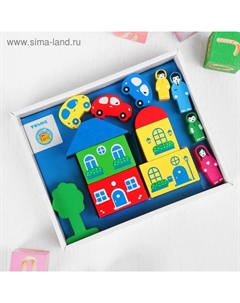 Конструктор «Цветной Городок» синий, 14 элементов Томик