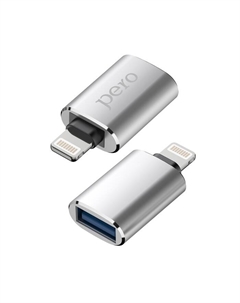 Адаптер OTG PERO AD02, Lightning - USB, металл, серебристый Pero