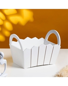 Кашпо для цветов «Мария», 25×16×17 см, деревянное, белое Дарим красиво