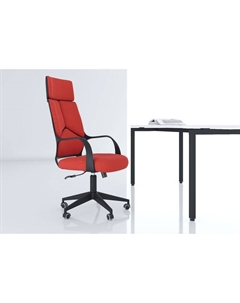 Кресло офисное 525, с подлокотниками, на колёсиках, ткань, цвет красный Chairman