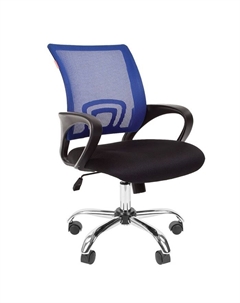 Кресло офисное 696 TW, с подлокотниками, на колёсиках, ткань/сетка, цвет хром/синий Chairman