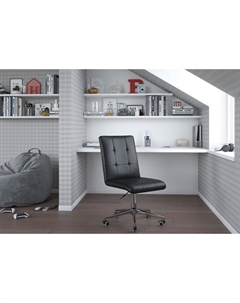 Кресло офисное 030, без подлокотников, на колёсиках, экокожа, цвет чёрный/хром Chairman