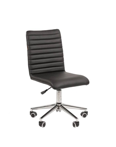 Кресло офисное 020, без подлокотников, на колёсиках, экокожа, цвет чёрный Chairman