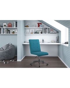 Кресло офисное 030, без подлокотников, на колёсиках, велюр, цвет бирюзовый/хром Chairman