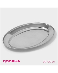 Поднос овальный из нержавеющей стали, 30×20 см, цвет серебряный Доляна
