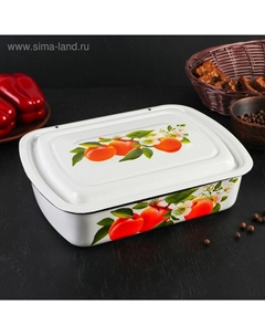 Контейнер, 2.5 л, с крышкой, эмалированная сталь, деколь МИКС, белый Керченская эмаль