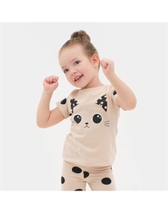 Футболка для девочки "Kitten" р.32 (110-116), бежевый Kaftan