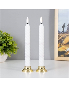 Набор светодиодных свечей, ночники LED «Спираль», 2 шт., от батареек 2×ААА, 4.5×4.5×22 см Risalux