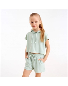 Комплект для девочки (топ, шорты) : Casual Collection цвет оливковый, рост 128 Minaku