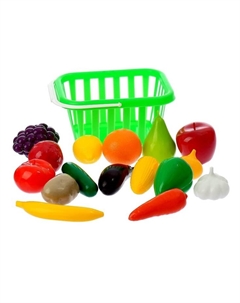 Игровой набор продуктов «Фрукты и овощи» в корзине, 17 предметов, МИКС Совтехстром