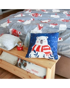 Подушка декоративная новогодняя «. Мишка», 40×40 см, 100% п/э, велюр Этель