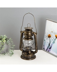 Керосиновая лампа декоративная черный с золотой патиной 14×18×27.5 см Risalux