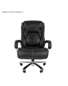 Кресло офисное 402, на колёсиках, кожа, цвет чёрный Chairman