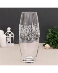 Ваза «Гибискус», d=7.5 см, 10×26 см, гравированная, стекло, прозрачная Керамикс