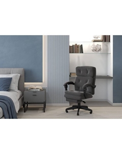 Кресло офисное 442 Т - 55, с подставкой для ног, на колёсиках, ткань, цвет серый Chairman