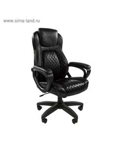 Кресло офисное 432, на колёсиках, экокожа, цвет чёрный Chairman