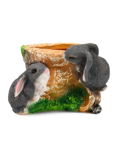 Фигурное кашпо для цветов «Зайцы у горшочка», 17 см, полистоун Хорошие сувениры