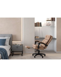 Кресло офисное 442 Т - 10, с подставкой для ног, на колёсиках, ткань, цвет бежевый Chairman