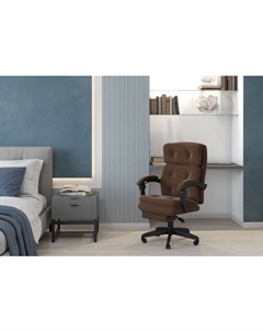 Кресло офисное 442 Т - 14, с подставкой для ног, на колёсиках, ткань, цвет коричневый Chairman
