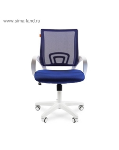 Кресло офисное 696,на колёсиках, ткань/сетка, цвет белый/синий Chairman