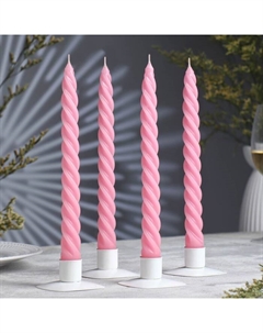 Набор свечей витых, 2.3×24.5 см, 5 ч, 50 г, 4 шт., светло-розовый Омский свечной завод