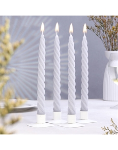 Набор свечей витых, 2.3×24.5 см, 5 ч, 50 г, 4 шт., серый Омский свечной завод