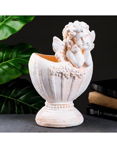 Фигурное кашпо "Ангел в вазе" бежевый, 1,2 л / 20х35х23см Хорошие сувениры