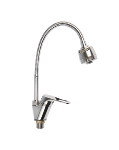 Смеситель для кухни Accoona A4850 А, однорычажный, гибкий излив, цвет сатин