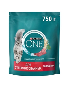 Сухой корм Purinа One для стерилизованных кошек, говядина/пшеница, 750 г Purina