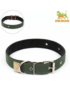 Ошейник брезентовый на фетре, 71 х 3,5 см, ОШ 30-55 см, тёмно-зелёный Пижон