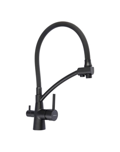 Смеситель для кухни Accoona A5179TT-13, однорычажный, гибкий излив, выход на питьевую, серый