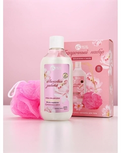 Подарочный набор «Увлажнение и забота», крем-гель для душа 300 мл и мочалка для тела Чистое счастье
