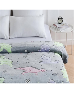 Плед светящийся Фри дом Динозавры 100х150см, аэрософт 190г/м, пэ100% Павлина