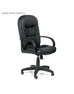 Кресло офисное для руководителя 416, на колёсиках, экокожа, цвет чёрный глянец Chairman