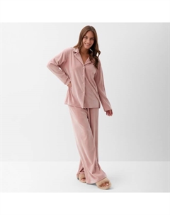 Пижама женская (рубашка, брюки) Plushy, размер 52-54, розовая Kaftan
