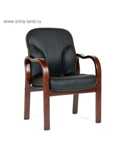 Кресло офисное 658, с подлокотниками, на ножках, кожа, цвет чёрный Chairman