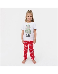 Пижама новогодняя детская "MEOWY XMAS" размер 34 (122-128 см) Kaftan