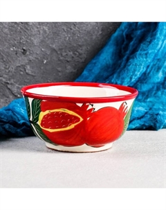 Бульонница узбекская Риштанская Керамика «Гранат», 600 мл, d=15 см, белая, красная Шафран