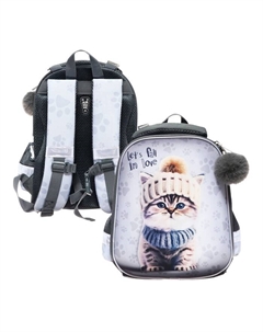 Рюкзак каркасный, 35×26×13,, девочка EVA, серый Seventeen