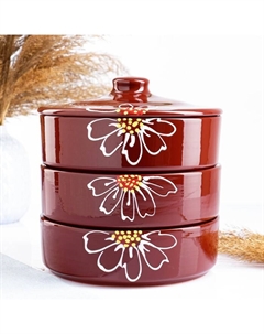 Набор для холодца «Подарочный», керамика, 3 ёмкости, 0.75 л, коричневый Псковский гончар