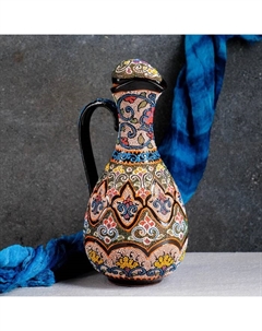 Кувшин узбекский Риштанская керамика «Самарканд», 1.3 л, разноцветный Шафран