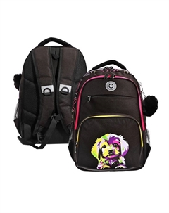 Рюкзак школьный, 39×28×20 см,, эргономичная спинка, чёрный, RG-568-4_1 Grizzly