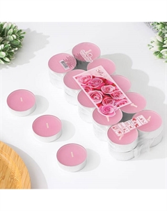 Набор чайных свечей ароматических в термоусадке "Роза", 3,8х1,6 см, 3,5 ч, 12 г, 20 штук Омский свечной завод