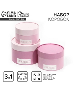 Набор шляпных коробок 3 в 1, упаковка подарочная, «Нежные цвета», 16 х 16 х 10 - 13 х 13 х 8.5 см Дарите счастье