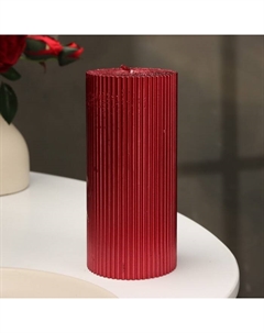 Свеча-цилиндр «Рельеф», 7×15 см, красный металлик Дарим красиво