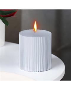 Свеча-цилиндр «Рельеф», 7×7.5 см, серебряный металлик Дарим красиво