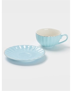 Сервиз чайный «Вивьен», 12 предметов: 6 чашек 200 мл, 6 блюдец d=15 см, фарфор, голубой Доляна